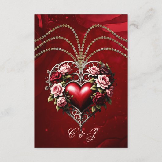 Edel gotisch hart met bloemen. informatiekaartje (Achterkant)