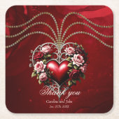 Edel gotisch hart met bloemen. kartonnen onderzetters (Voorkant)