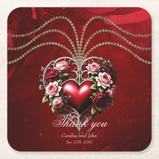 Edel gotisch hart met bloemen. kartonnen onderzetters (Voorkant)