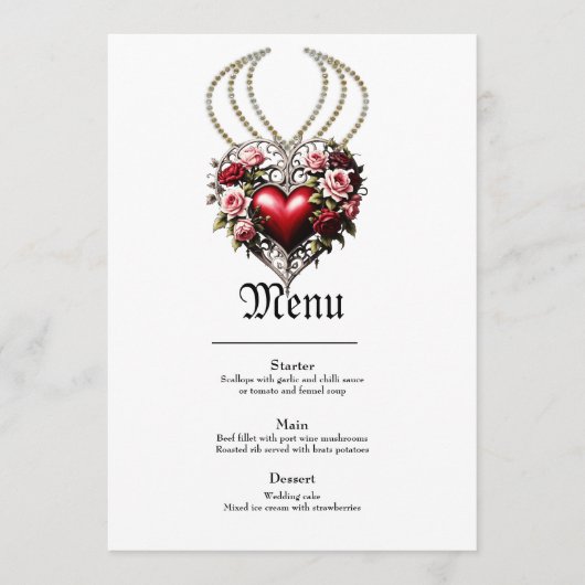 Edel gotisch hart met bloemen. menu (Voorkant)