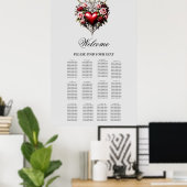 Edel gotisch hart met bloemen poster (Thuiskantoor)