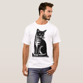 Edel kattenhoutsnijwerkstijl t-shirt (Voorkant volledig)