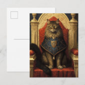 Edel Maine Coon Kat Troon Kunstprint Briefkaart (Voorkant / Achterkant)