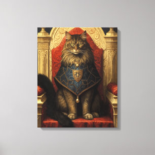 Edel Maine Coon Kat Troon Kunstprint Canvas Afdruk