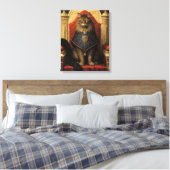 Edel Maine Coon Kat Troon Kunstprint Canvas Afdruk (Insitu (Slaapkamer))