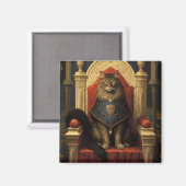 Edel Maine Coon Kat Troon Kunstprint Magneet (Voorkant / Achterkant)