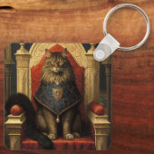Edel Maine Coon Kat Troon Kunstprint Sleutelhanger (Achterkant)