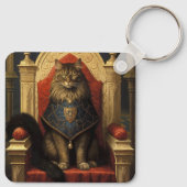 Edel Maine Coon Kat Troon Kunstprint Sleutelhanger (Achterkant)