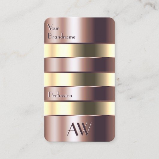 Edel Roos Goud en lichtgeel blik met Initialen Visitekaartje (Voorkant)