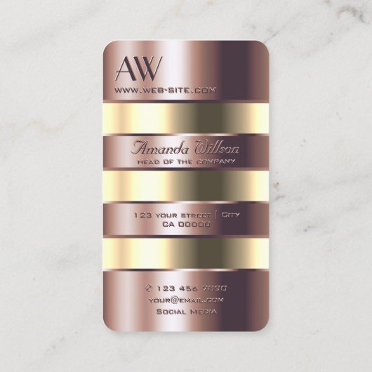 Edel Roos Goud en lichtgeel blik met Initialen Visitekaartje (Achterkant)