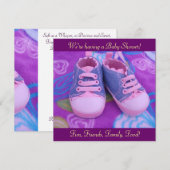 Edelachtbare baby Shower Invitations Roze schoenen Kaart (Voorkant / Achterkant)