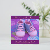 Edelachtbare baby Shower Invitations Roze schoenen Kaart (Staand voorkant)