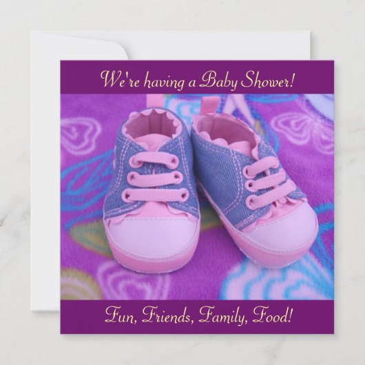 Edelachtbare baby Shower Invitations Roze schoenen Kaart (Voorkant)