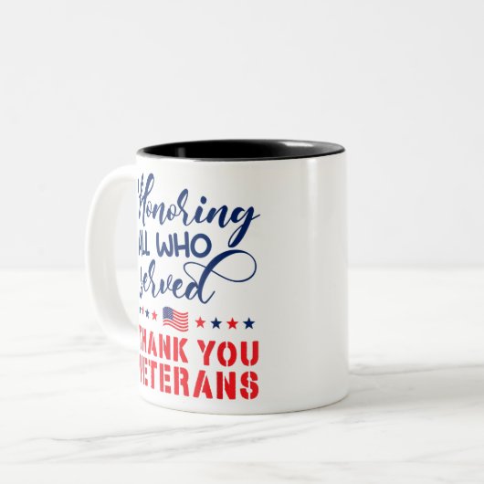 Edelachtbare iedereen die de militaire vlag heeft tweekleurige koffiemok (Voorkant links)