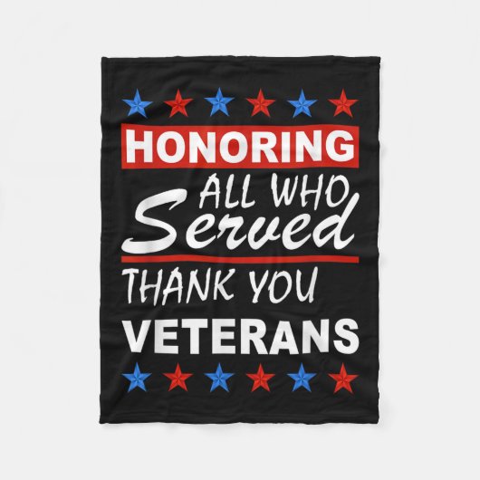 Edelachtbare iedereen die heeft gediend, bedankt V Fleece Deken (Voorkant)