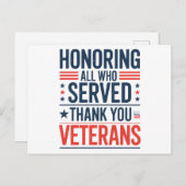 Edelachtbare iedereen die heeft gediend Hartelijk  Briefkaart (Voorkant / Achterkant)