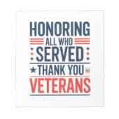 Edelachtbare iedereen die heeft gediend Hartelijk Notitieblok (Voorkant)