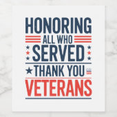 Edelachtbare iedereen die heeft gediend Hartelijk  Wijn Etiket (Enkel label)