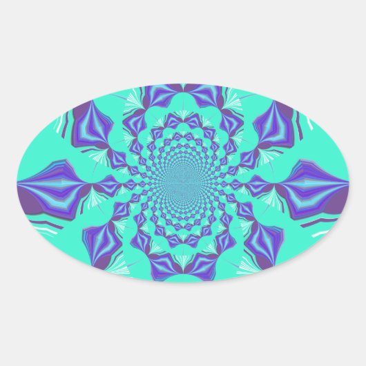 Edelblauw Ovale Sticker (Voorkant)