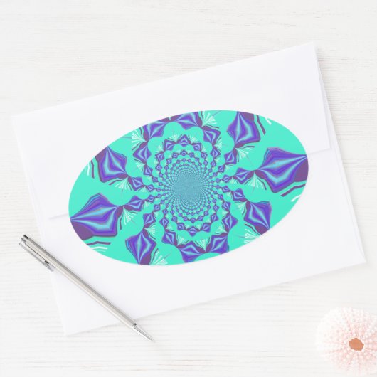 Edelblauw Ovale Sticker (Envelop)