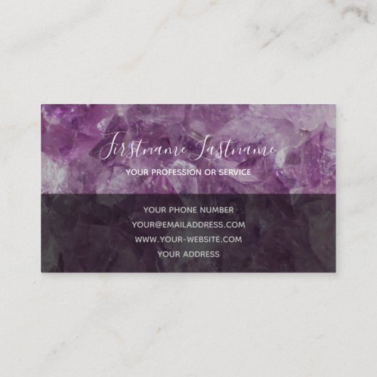 edele amethyst luxe kristaljuwelen visitekaartje (Achterkant)