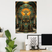 Edele Art Deco Hertenbok Gouden Silhouet Poster (Thuiskantoor)