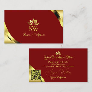 Edele Goud Hoeken met Monogram QR Code Visitekaartje