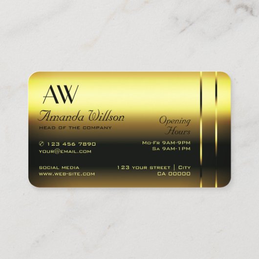 Edele Gouden Decoratieve Shimmery Diamanten Monogr Visitekaartje (Achterkant)