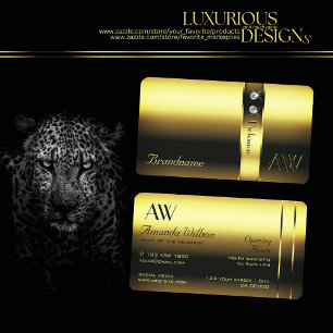 Edele Gouden Decoratieve Shimmery Diamanten Monogr Visitekaartje