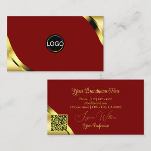 Edele Gouden Hoeken met Logo en QR-Code Visitekaartje