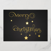 edele gouden kerststerren folie feestdagenkaart (Voorkant)