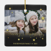 edele gouden kerststerren keramisch ornament (Achterkant)