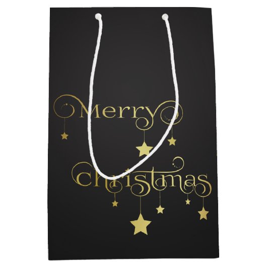 edele gouden kerststerren medium cadeauzakje (Voorkant)