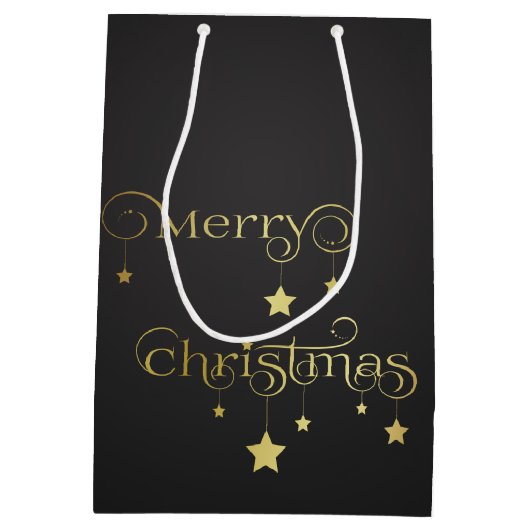 edele gouden kerststerren medium cadeauzakje (Achterkant)