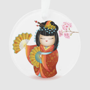 edele Japanse Kokeshi Doll Ornament