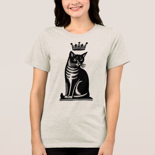 Edele katachtige houtsnede stijl Tri-Blend shirt (Voorkant)