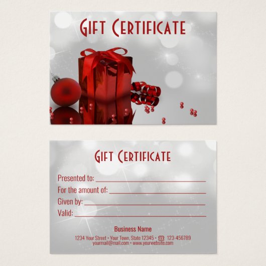 edele kerstcadeaukaart voor professionele presenta visitekaartje (Voorkant /achterkant)