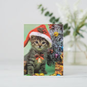 edele kerstkat feestdagenkaart (Staand voorkant)