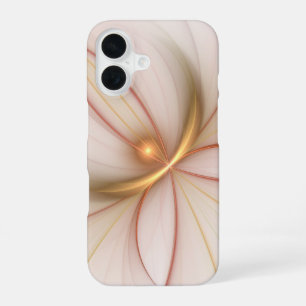Edele koperen en gouden abstracte moderne fractal iPhone 16 hoesje