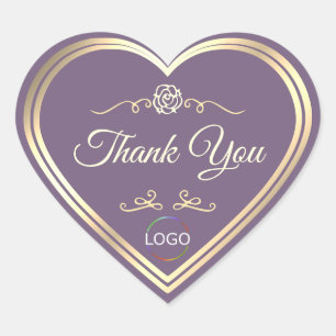 Edele lavendel met gouden Lijst en Logo Dank u Hart Sticker