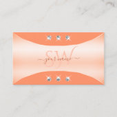 Edele perzik met sprankelende diamanten en monogra visitekaartje (Voorkant)