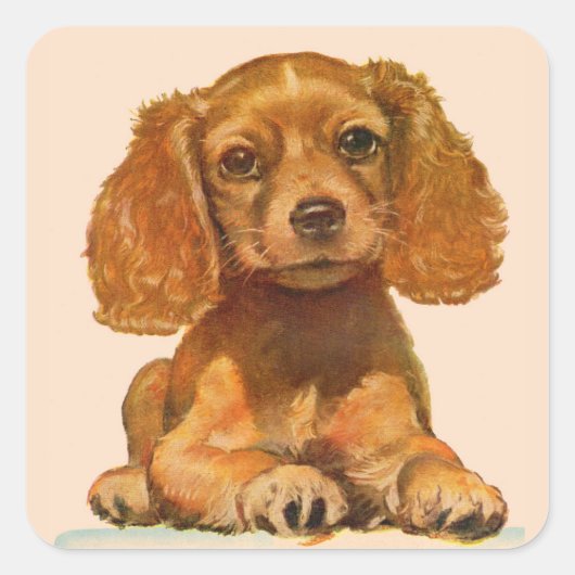 edele spaniel puppy vierkante sticker (Voorkant)