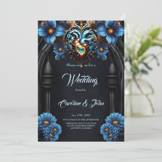 Edele steampunk hart kaart (Staand voorkant)