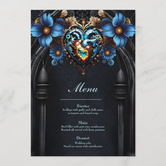 Edele steampunk hart menu (Voorkant)