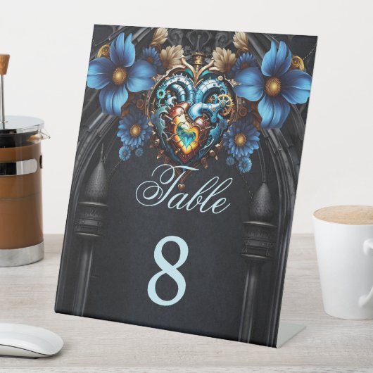 Edele steampunk hart reclamebord met voetstuk (Insitu)