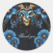 Edele steampunk hart ronde sticker (Voorkant)