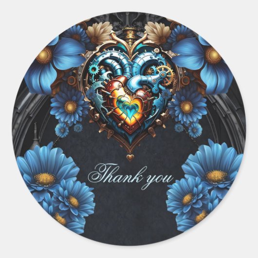 Edele steampunk hart ronde sticker (Voorkant)