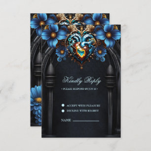 Edele steampunk hart RSVP kaartje