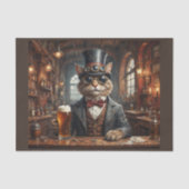 Edele steampunk kat met bril en bier in pub tissuepapier (Voorkant)