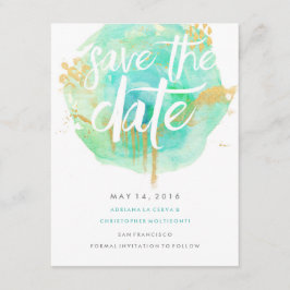 Edele Waterverf Opslaan Datum blauw Save The Date